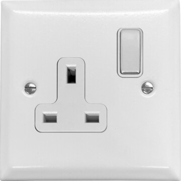spectrum white single socket (white insert/polished chrome switch) front fc0825