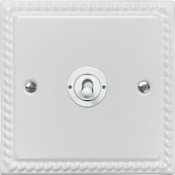 georgian white toggle switch (1 gang/white switch) front fc0825
