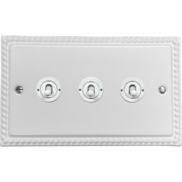 georgian white toggle switch (3 gang/white switches) front fc0825