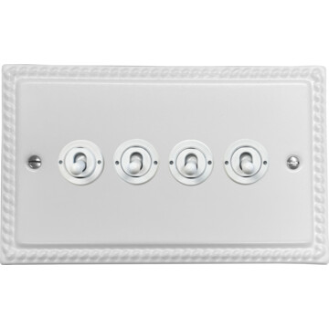 georgian white toggle switch (4 gang/white switches) front fc0825