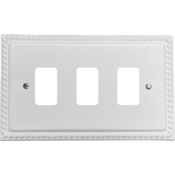 georgian white grid plate (3 gang) front fc0825