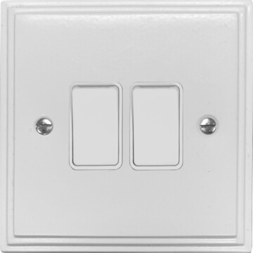 victorian white light switch (2 gang) front fc0825