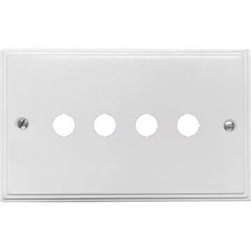 victorian white toggle grid plate (4 gang/polished brass switches) front fc0825