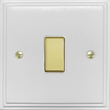 Victorian White Intermediate Light Switch (1 Gang/White insert/Polished Brass Switch)