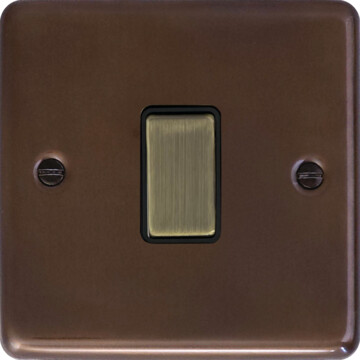 contour medium bronze light switch (1 gang/black insert/antique brass switch) front fc0825