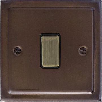 victorian medium bronze light switch (1 gang/black insert/antique brass switch) front fc0825
