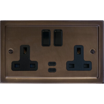 victorian medium bronze double socket (2 gang/usb-c) front fc0825