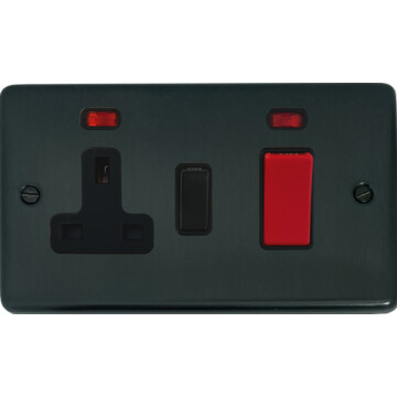 contour black bronze cooker switch with socket front fc0825