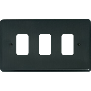 contour black bronze grid plate (3 gang) front fc0825