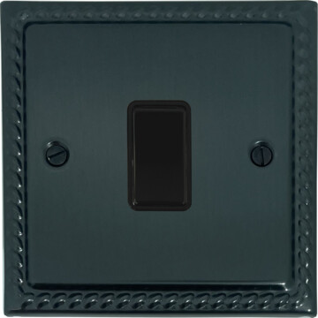 georgian black bronze light switch (1 gang/black switch) front fc0825