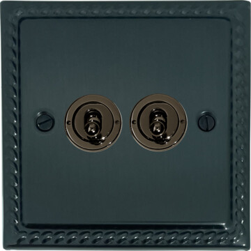 georgian black bronze toggle switch (2 gang) front fc0825
