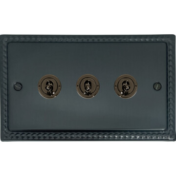 georgian black bronze toggle switch (3 gang) front fc0825