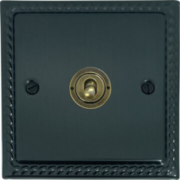 georgian black bronze toggle switch (1 gang/antique brass toggle) front fc0825
