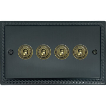 georgian black bronze toggle switch (4 gang/antique brass toggle) front fc0825