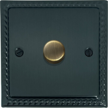 georgian black bronze led dimmer (1 gang/antique brass cap) front fc0825