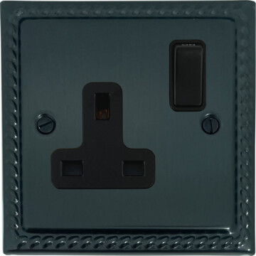 georgian black bronze socket (1 gang/black switch) front fc0825