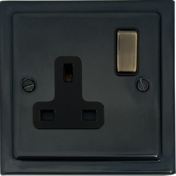 black bronze socket (single socket/antique brass switch/black insert) front fc0825
