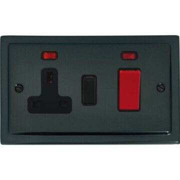 trimline black bronze cooker switch with socket front fc0825
