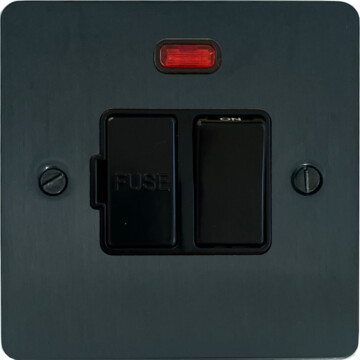 flat black bronze switched fused spur with neon (black switch) front fc0825