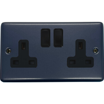 contour blue double socket (black switches) front fc0825