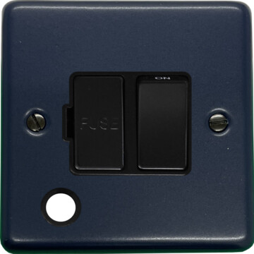 contour blue switched fused spur with flex outlet (black switch) front fc0825