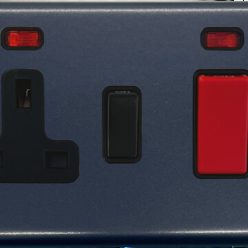 Contour Blue 45 amp Cooker Switch with Socket