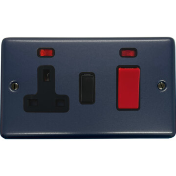 contour blue cooker switch with socket (black switch) front fc0825
