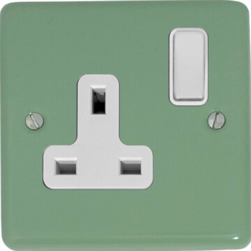 contour sage green single socket (white switch) front fc0825