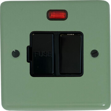 contour sage green switched fused spur with neon (black switch) front fc0825