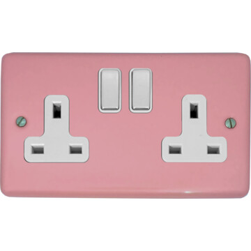 contour gloss pink double socket (white insert/polished chrome switches) front fc0825