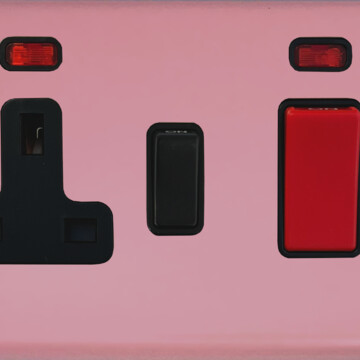 Contour Pink 45 amp Cooker Switch with Socket