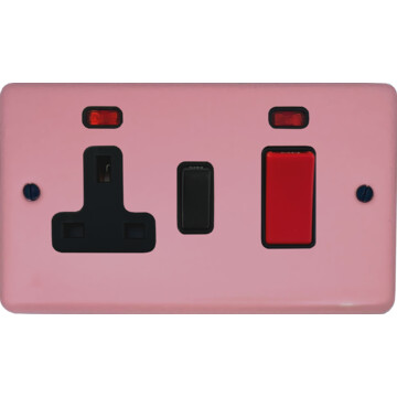 contour gloss pink cooker switch with socket (black switch) front fc0825