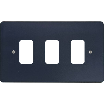 flat blue grid plate (3 gang) front fc0825