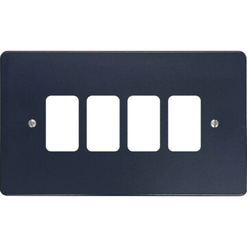 flat blue grid plate (4 gang) front fc0825