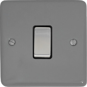 contour light grey light switch (1 gang/black insert/metal switch) front fc0825