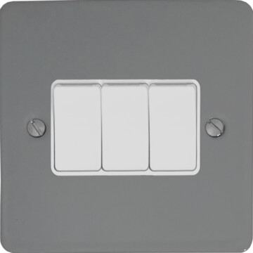 flat light grey light switch (3 gang/white switches) front fc0825