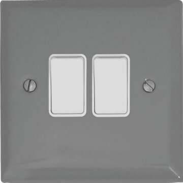 spectrum light grey light switch (2 gang/white switches) front fc0825