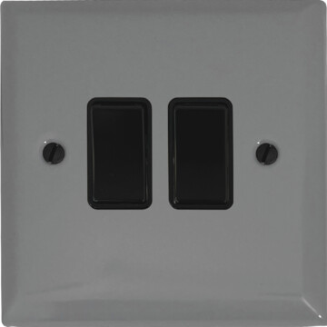 spectrum light grey light switch (2 gang/black switches) front fc0825