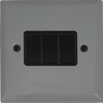 spectrum light grey light switch (3 gang/black switches) front fc0825