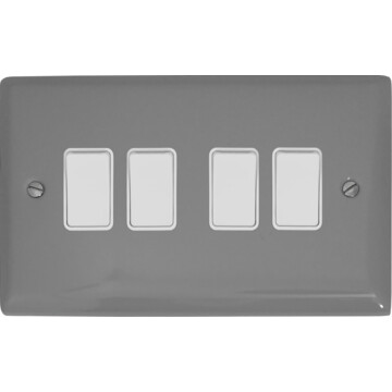 spectrum light grey light switch (4 gang/white switches) front fc0825