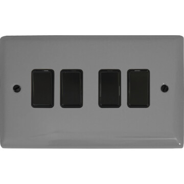 spectrum light grey light switch (4 gang/black switches) front fc0825