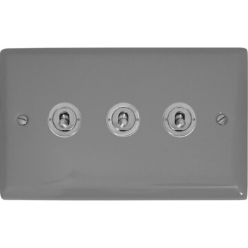 spectrum light grey toggle switch (3 gang/brushed steel toggle) front fc0825