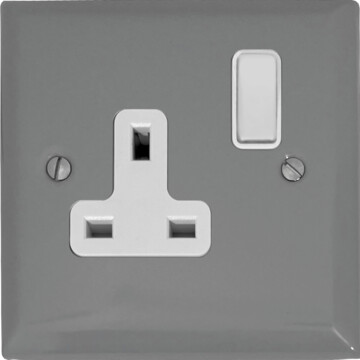 spectrum light grey single socket (white switch) front fc0825