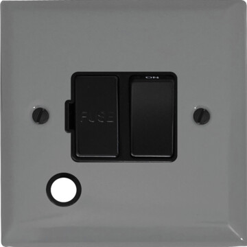 spectrum light grey switched fused spur with flex outlet (black switch) front fc0825