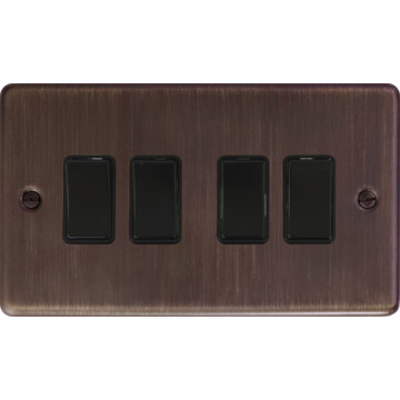 contour antique copper light switch (4 gang/black switch) front fc10825