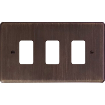contour antique copper grid plate (3 gang) front fc10825
