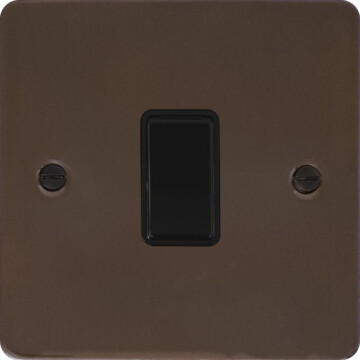 flat medium bronze light switch (1 gang/black switch) front fc20825