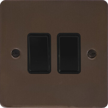 flat medium bronze switch (2 gang/black switches) front fc20825