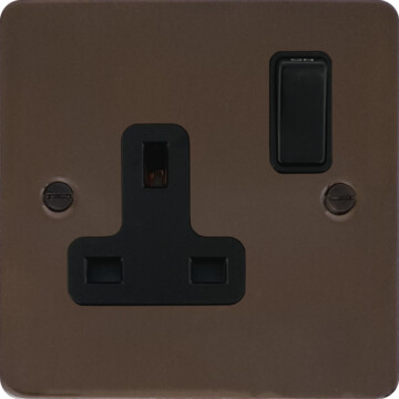 flat medium bronze single socket (black switch) front fc20825