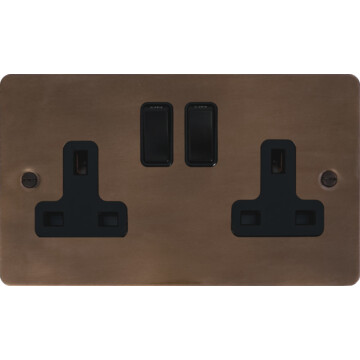 flat medium bronze double socket (black switches) front fc20825